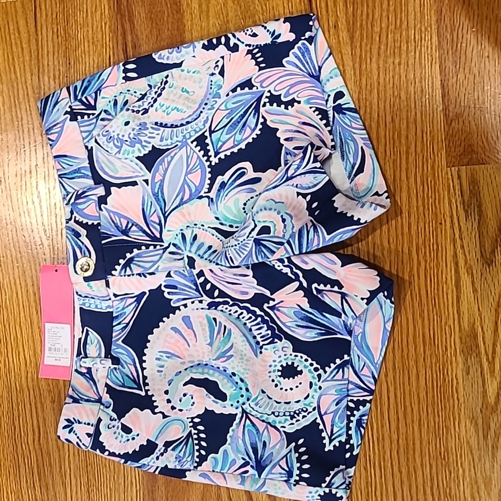 NWT Lilly Pulitzer Callahan Stretch Shorts 5" Inseam High Tide Navy Size 0